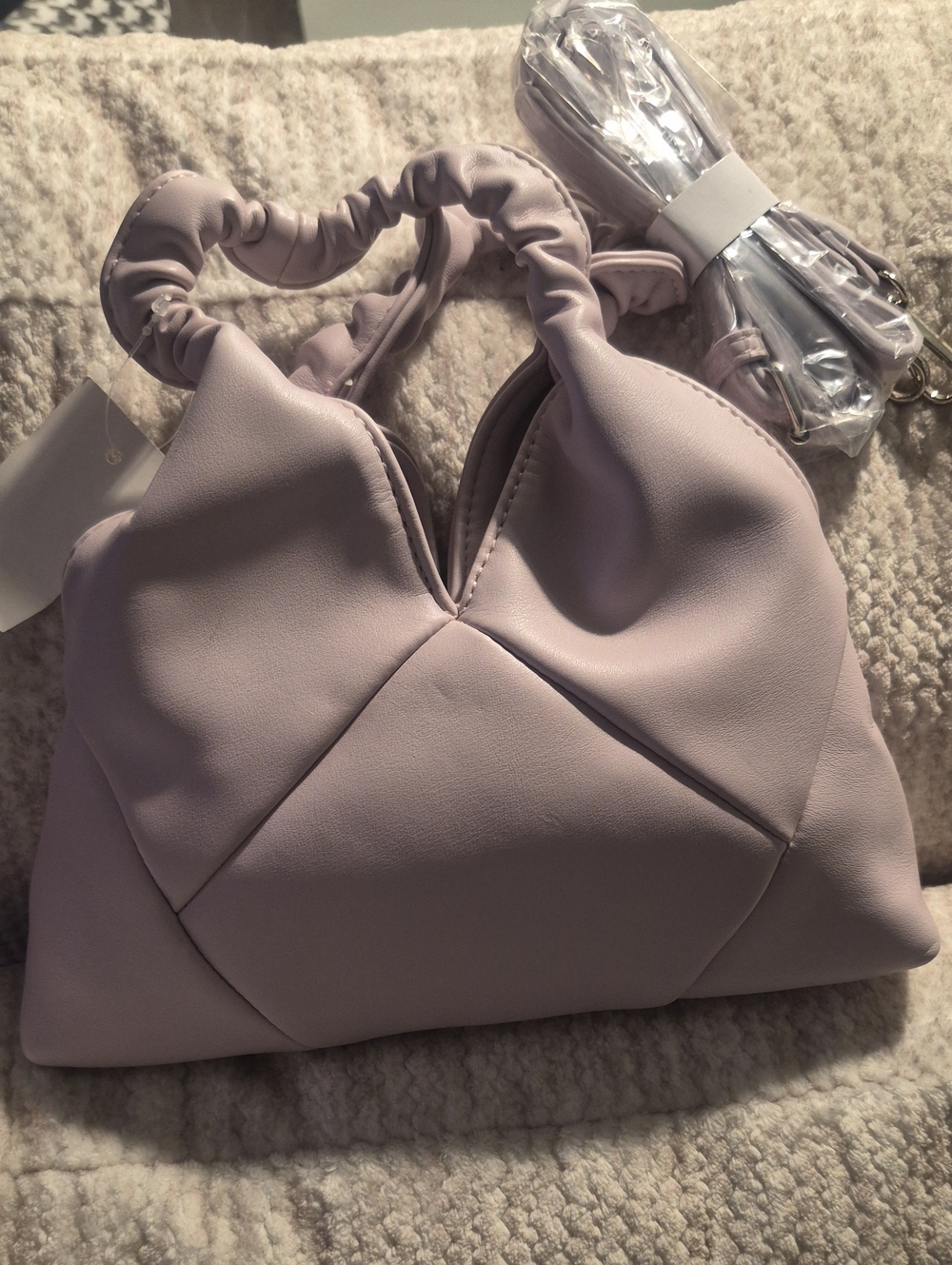 Soft Lilac Women’s Ruched Handle Shoulder Bag